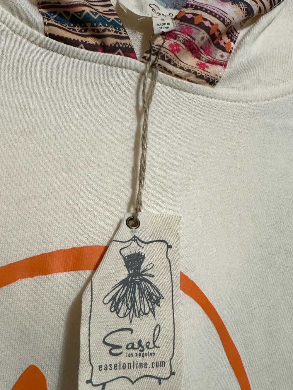 easel The Emery Smiley Face Mix Print Hoodie Pullover Size S - Picture 7 of 8